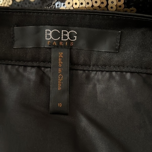 BCBG Paris l Black and Gold Sequence Mini Skirt - Picture 3 of 5